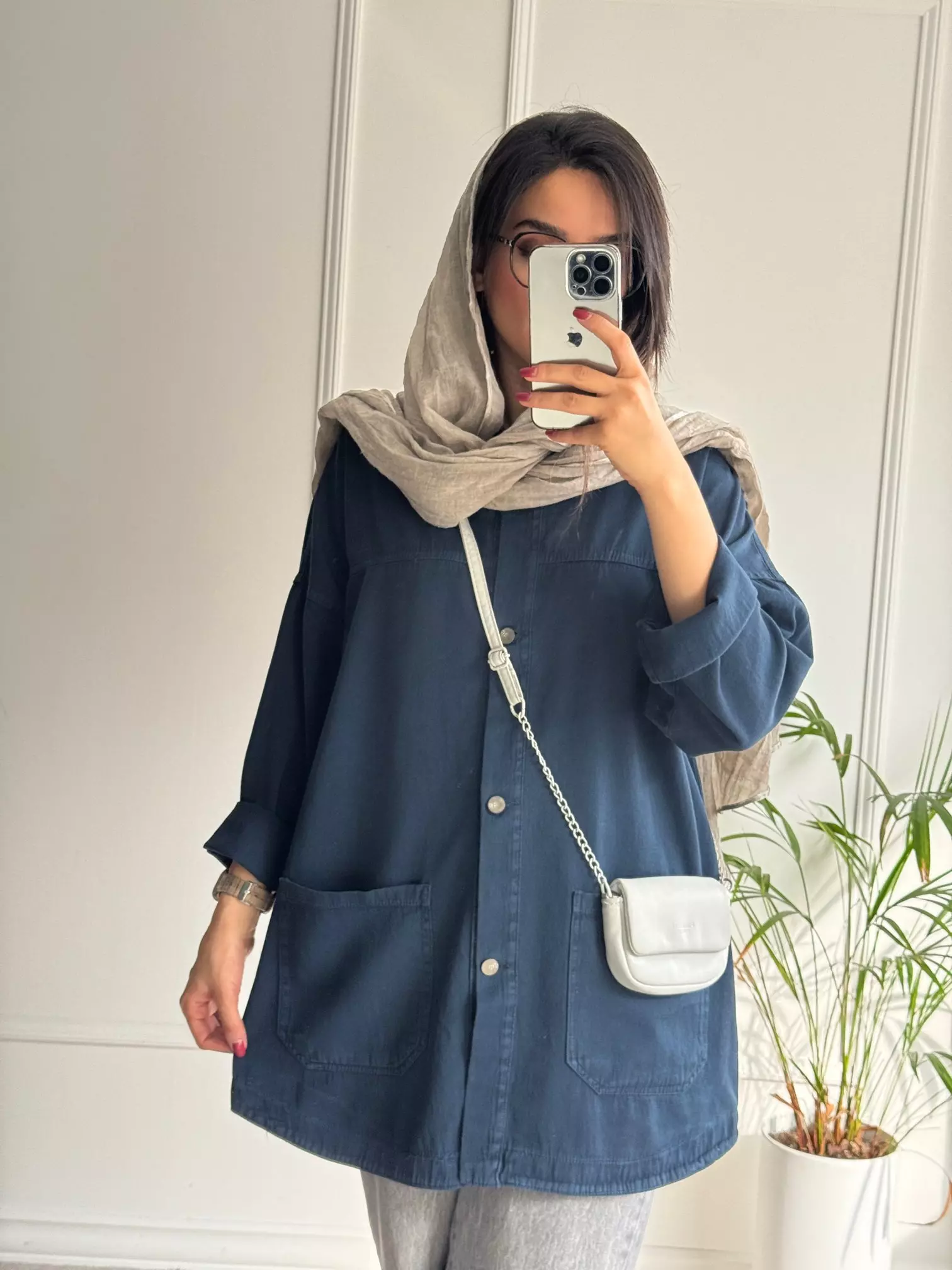 مانتو کتان جیب پایین